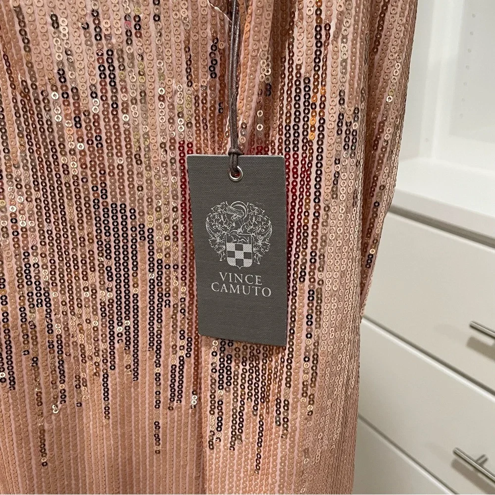 NWT Blush Pink Vince Camuto Sequin Dress Holiday Party Formal New Years Eve - Picture 10 of 14